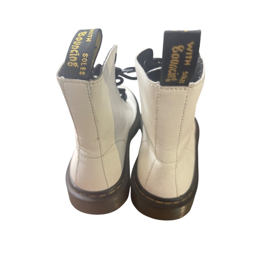 Dr. Martens Luana White Leather Lace-Up Ankle Boots With Black  Size  US 7/UK 5 - Picture 4 of 12